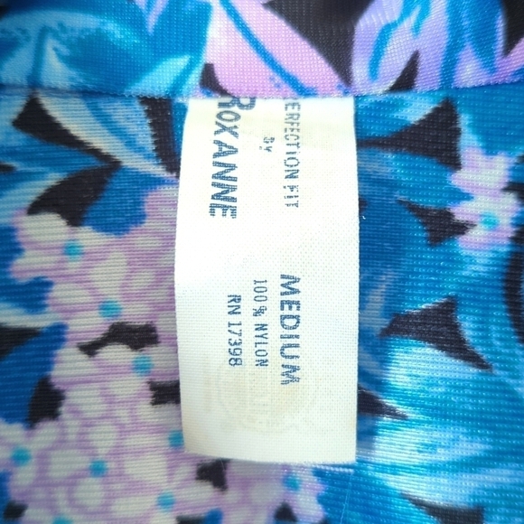 Roxanne 70's Vintage Union Made Floral Pointed Collar Button Down Shirt Purple M - Picture 5 of 12